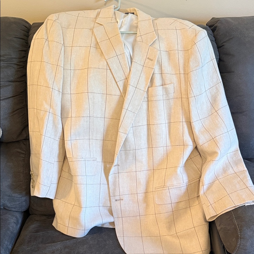 Stafford Beige Checkered Blazer
